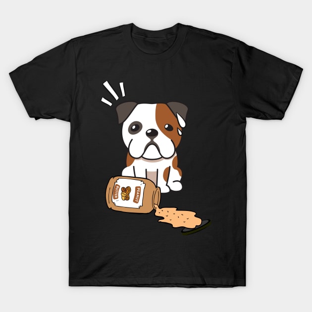 Cute BullDog spilled a jar of peanut butter T-Shirt by Pet Station